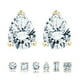 thumbnail image 1 of Pendientes solitarios minimalistas JeenMata de moissanita de corte pera de 2 quilates con baño de oro amarillo, 1 of 9