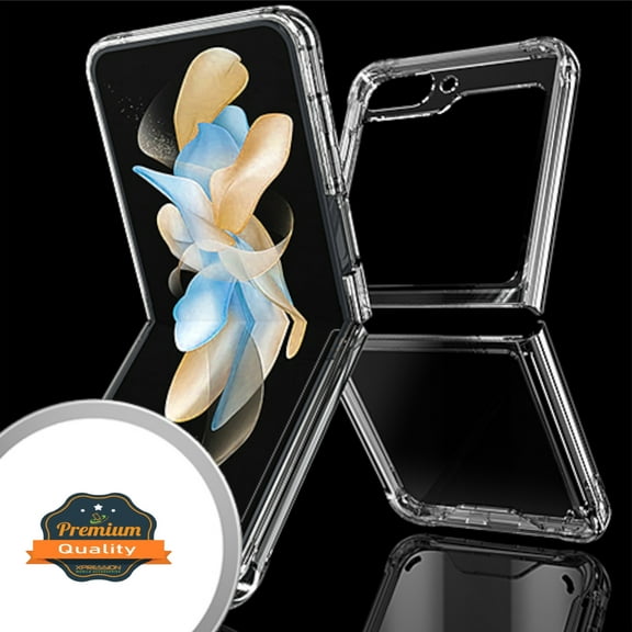 Xpression Cover for Samsung Galaxy Z Flip 5 Slim Frame Shockptoof Hybrid Rubber Silicone Gummy TPU Clear Hard Back Protective Phone Case - Transparent