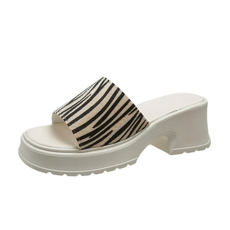 

YanHoo Chunky Platform Sandals for Women One Band Open Toe Wedge Sandal Summer Casual Fashion Outwear Slip-on Shoes