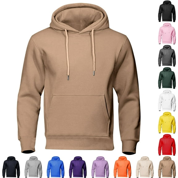 Wiicoznt Sweatshirts for Men 2025 Casual Solid Color Round Neck Shirts Loose Fit Mens Sweatshirt