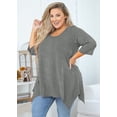 thumbnail image 2 of SHOWMALL Tunique Grande Taille pour Femmes Blouse Manches 3/4 Gris 2X Vêtements Haut Évasé Col Rond Maternité Ample, 2 of 6