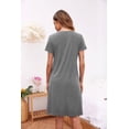 thumbnail image 5 of Ekouaer Plus Size Nightgown Comfy Sleepshirt Button Down Nightshirt Short Sleeve V Neck Soft Sleepwear, 5 of 6