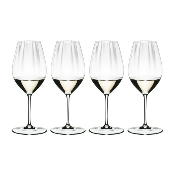 RIEDEL Performance Riesling Machine-Made Crystal Clear Glass Set with Light Optic Bowl and Dishwasher Safe for Fruit-Forward White Wines (4-Pack)