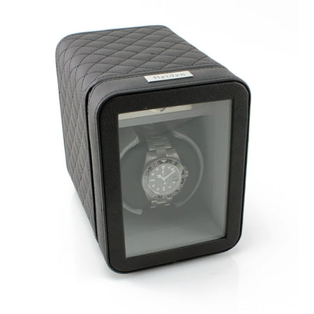 Monaco Single Watch Winder - Dual Powered - Black Leather