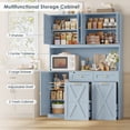 thumbnail image 5 of Homfa Kitchen Pantry Cabinet, Trash Can Cabinets Fits 12.5 Gallon Can, 5 Door 2 Drawer Kitchen Storage Cabinet with Hutch, Freestanding Cupboard, Blue, 5 of 8