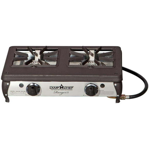 Camp Chef Ranger II Portable Outdoor 2 Burner Propane Stove, 34,000 BTU Total Output, 128 Sq Inch Cooking Area, BS40C
