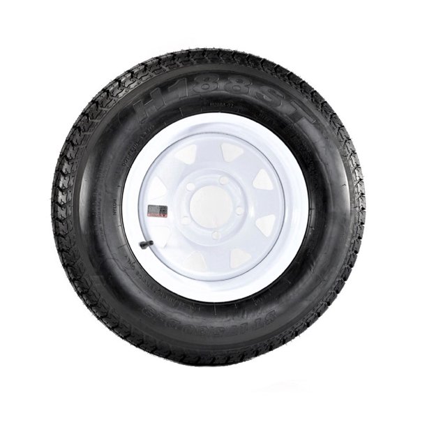 Trailer Tire On Rim ST175/80D13 175/80 D 13 Load C 5 Lug White Spoke
