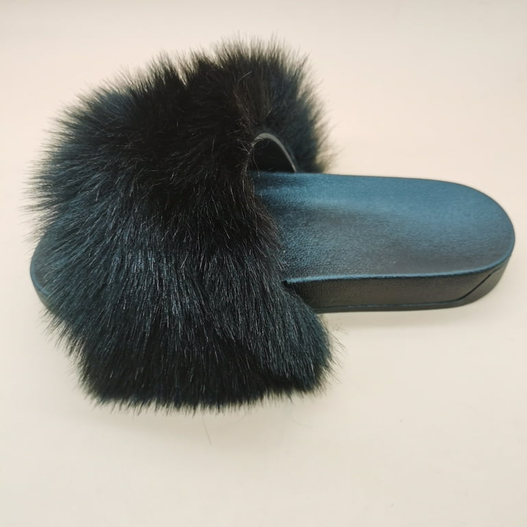 COOLSA Women Summer Luxury Fluffy Faux Furry Slides Fuzzy Slippers Girl s Amazing Faux Fuzzy Sandals