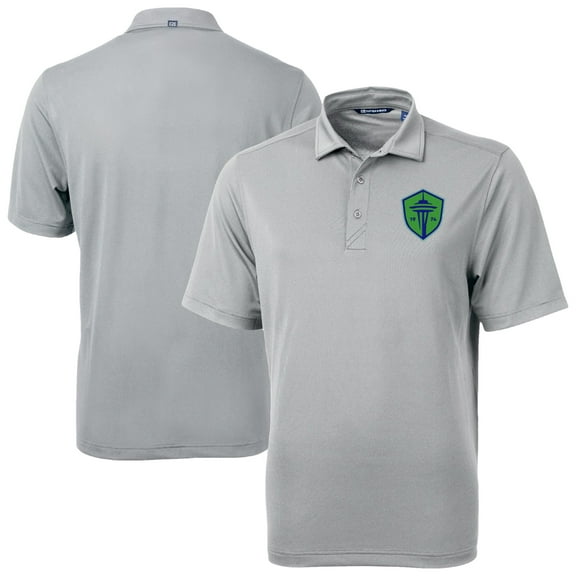 Men's-Cutter & Buck  Gray Seattle Sounders FC Big & Tall Virtue Eco Pique Recycled Polo