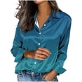 thumbnail image 1 of Long Sleeve Blouses for Women Printed Casual Cardigan Denim Style Jacket Loose Fit Polyester Winter Spring Oversized Coat, 1 of 5