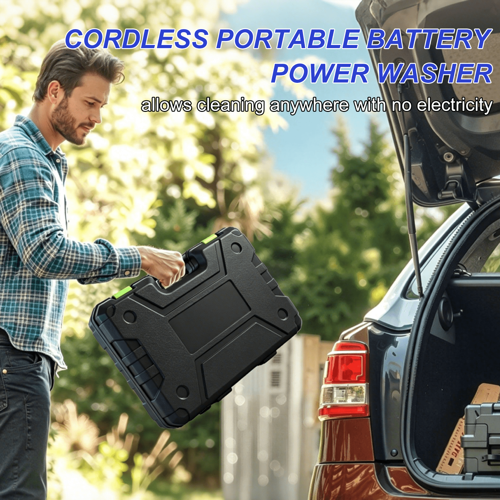 MQHUAYU 1000PSI Cordless Pressure Washer, Adjustable 6-in-1 & Turbo Nozzle Portable Handheld Electric Power Washer with 16.4ft Hose for Car, Home, Patios