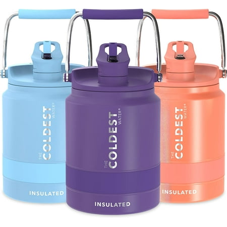 UPC: 0850010459424 | Coldest Sports Water Bottle – 1/2 Gallon (Straw Lid)  Leak Proof  Vacuum Insulated Stainless Steel  Hot Cold  Double Walled  Thermo Mug  Metal Canteen (1/2 Gallon  Purple)