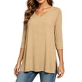 thumbnail image 7 of ZORYEVY Womens T-Shirts 3/4 Sleeve Sports Casual Winter V-neck Solid Color Tops, 7 of 7
