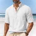 thumbnail image 2 of Miluxas Men's Cotton Linen Henley T-Shirt Long Sleeve Hippie Casual Beach T-Shirts White M(M), 2 of 8