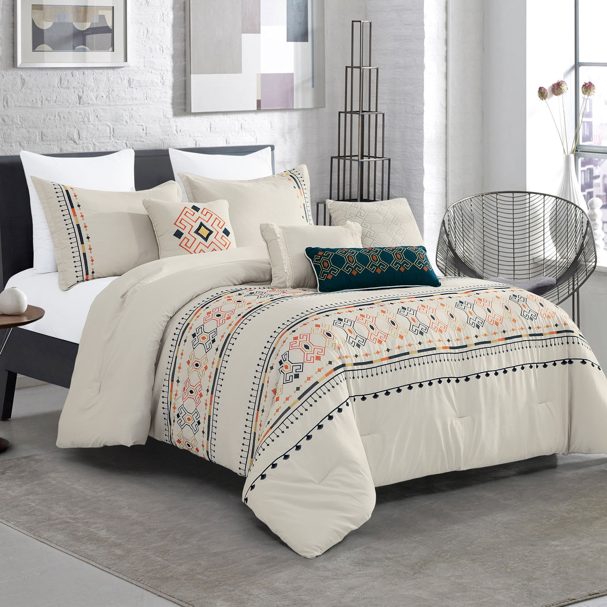 Lanco moderna 7piece bedding comforter set black gold bed size queen walmart walmart