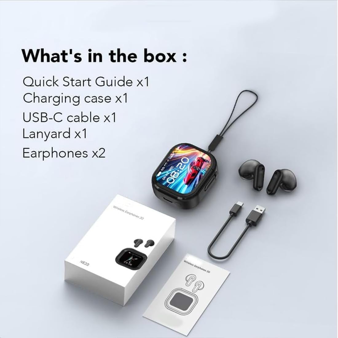Ne20 Earbuds, Ne20 Translation Earbuds with 140 Language AI Translator Real Time, NE20 Wireless Headphones, Bluetooth 6.0 Earphone, LCD Touch Screen, for Travel, Business, Learning (1PC*White)