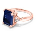 thumbnail image 3 of Gem Stone King 5.60 Ct Octagon Blue Sapphire 18K Rose Gold Plated Silver Ring, 3 of 5