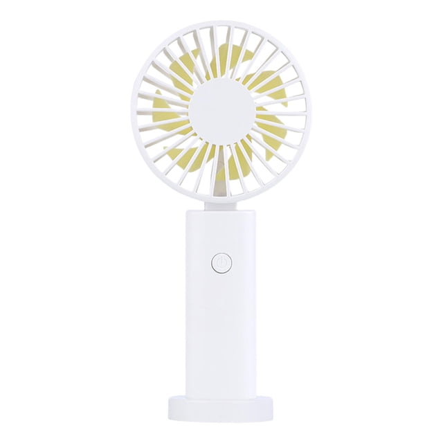 Ventilador de mano Ventilador portátil con base Ventilador de enfriamiento Elegante y silencioso Ventilador de escritorio Ventilador personal para acampar Oficina Hogar Interior Exterior Blanco