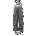thumbnail image 2 of Pantalones Cargo para Mujer, Pantalones Casuales de Senderismo, Pantalones Holgados Y2K de Cintura Alta con Múltiples Bolsillos Gris M, 2 of 9