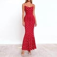 thumbnail image 2 of asdoklhq Spring Summer Dress Spring Dresses Womens Summer Fashion Casual Printed Bodycon Split Dress Maxi Dress Red L, 2 of 7