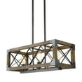 thumbnail image 2 of LNC Farmhouse 3-Light Rectangular Wood Chandelier with Wooden Frame Window Grilles for Kitchen Island, 2 of 10