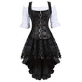 thumbnail image 1 of Grebrafan Blouse Rétro Blanche, Corset en Cuir et Jupe Tutu Ensemble 3 Pcs Femmes TP Noir, 1 of 5