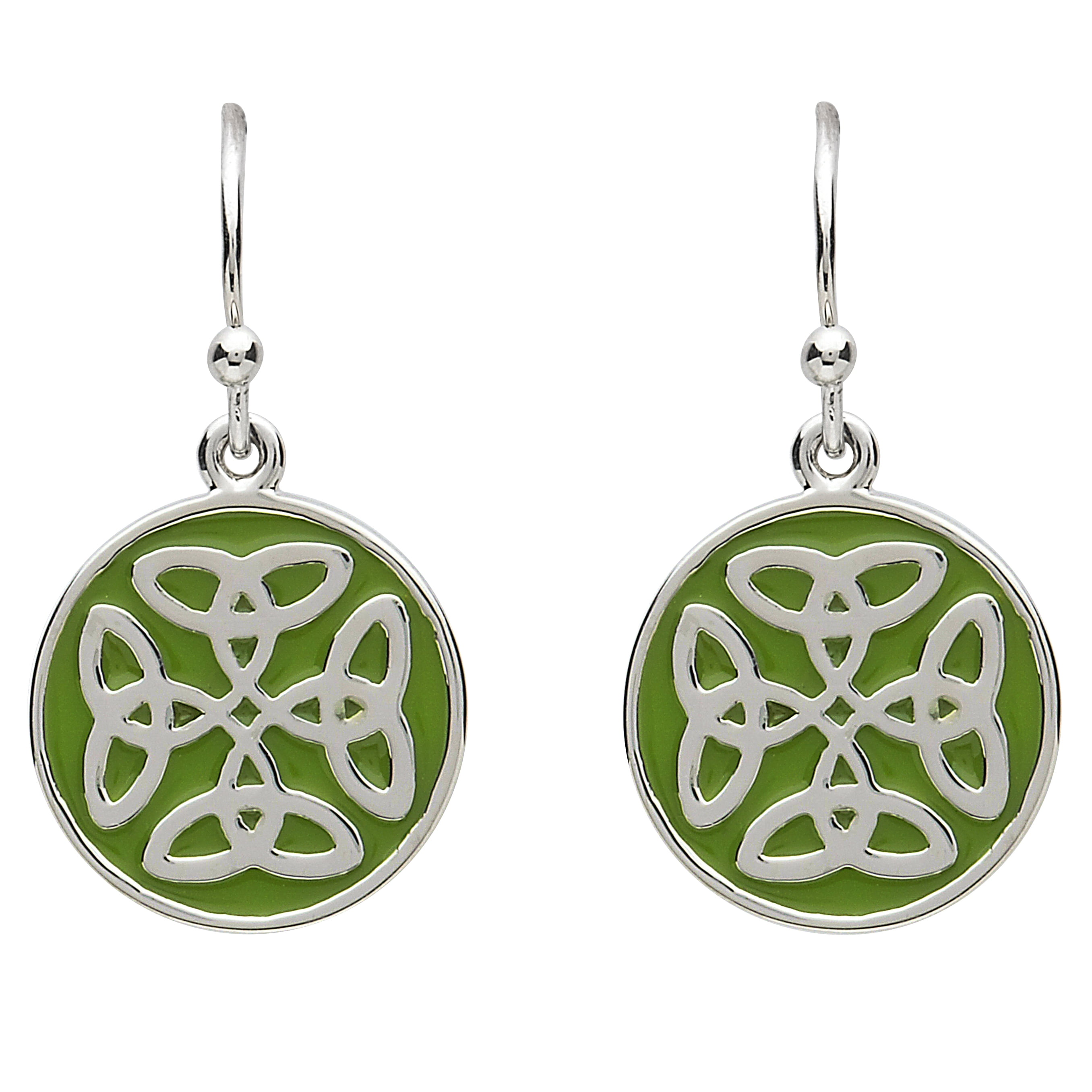 Shanore Platinum Plated Drop Celtic Trinity Knot Earrings with Hook Closure 