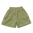 thumbnail image 4 of Girls Casual Shorts Basic Classic Lightweight Shorts Regular Fit Comfortable Kids Summer Clothing Army Green 7-8 Years, 4 of 7