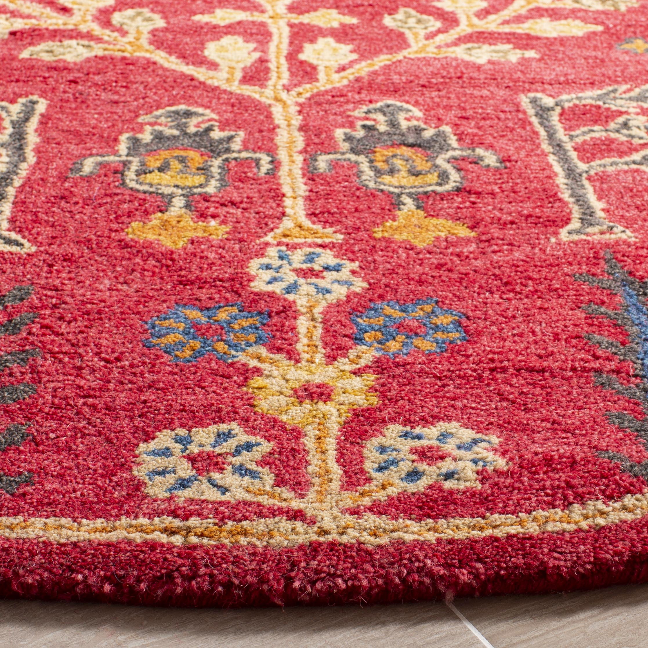 SAFAVIEH Heritage Kynaston Floral Wool Area Rug, Red/Multi, 10' x 14'