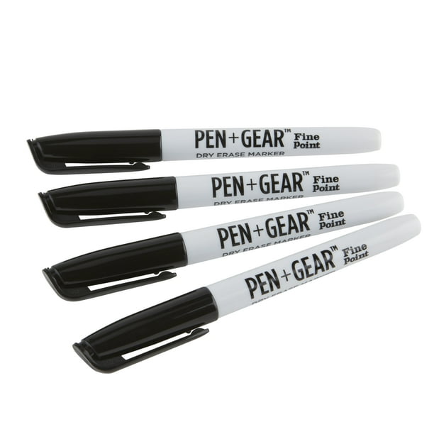 Pen + Gear Pocket Fine Tip Dry Erase Markers, 4 count, black color pack