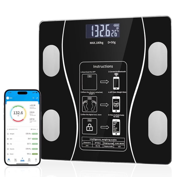 Smart Scale, Digital Bathroom Scale, Body Composition Analyzer With Smartphone App And Wireless Sync Scale (260 Mm/10.2 In)