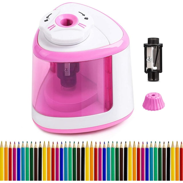 Pencil Sharpeners Automatic- Electric Pencil Sharpener Battery Powered Handheld Heavy Duty for No.2/Colored Pencils(6-8mm), Pencil sharpeners Manual School (Pink)