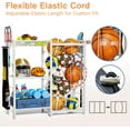 thumbnail image 2 of Sports Equipment Organizer, Ball Storage Rack with Elastic Straps, Garage Sports Organizer Storage Cart with Hooks, Basketball Rack for for golf, Football, Soccer Ball, Bat, White, 2 of 16
