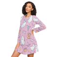 thumbnail image 3 of FORMRS Womens Long Sleeve Nightgowns Crew Neck Sleep Shirt Soft Pajamas Sizes S-3XL, Purple Halloween, 3 of 8