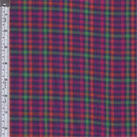 Textile Creations RW0123 Rustic Woven Fabric, Check Royal, Magenta And Green, 15 yd.