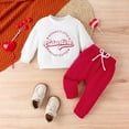 thumbnail image 2 of Byoo Valentine's Day Toddler Boys Clothes Set 2PCS Letter Graphic Full-Sleeve Sweatshirt Sweatpants Clothing Set Soft Tracksuit Sets, 2 of 7