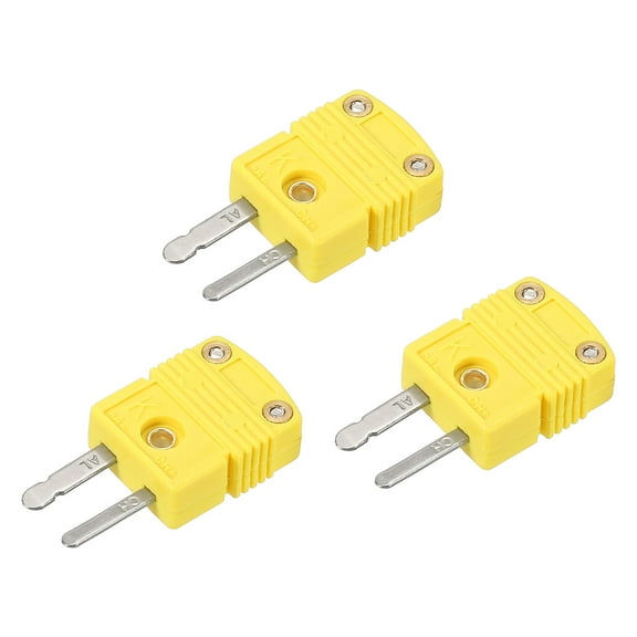K Type Thermocouple Wire Connectors Male Plug Adapter High Temperature 220°C(428°F) Yellow 3pcs