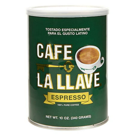 Cafe La Llave Espresso, 100% Pure, Dark Roast, Fine Ground Coffee, 10 oz. (Pack of