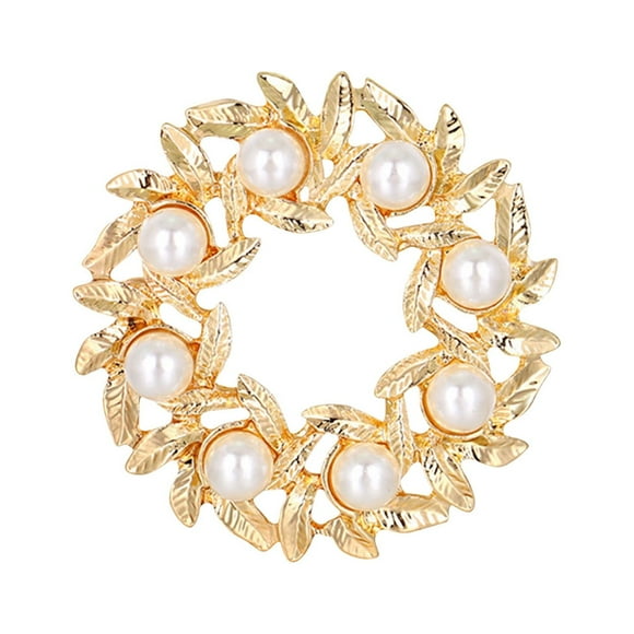 Gold Dress Pearl Brooch Alloy Wreath Gold Corsage Dress Brooch
