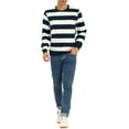 thumbnail image 2 of Lars Amadeus Men's Striped Sweatshirt Regular Fit Round Neck Long Sleeves Printed Pullover Sweatshirts L White Blue, 2 of 7