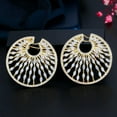 thumbnail image 2 of Fireworks Yellow Gold Plated Cubic Zirconia Big Round Earring 925 Silver Jewelry, 2 of 9
