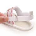 thumbnail image 6 of Floleo Unisex Baby Striped Thong Sandals Infant Soft Non-Slip Sole Shoes Adjustable Ankle Strap Pre-Walkers Summer Casual Newborn Footwear(White,6-9Months), 6 of 9