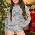thumbnail image 2 of Oiyii Big Girl's Christmas Bow Graphic Sweatshirt Long Sleeve Crew Neck Sweatshirts Holiday Pullover Top,Grey, 2 of 6