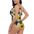 thumbnail image 6 of Balery Sunflowers One Shoulder Swimsuits for Women Ruffle Swimsuits Tummy Control One Shoulder Bathing Suits-XX-Large, 6 of 8