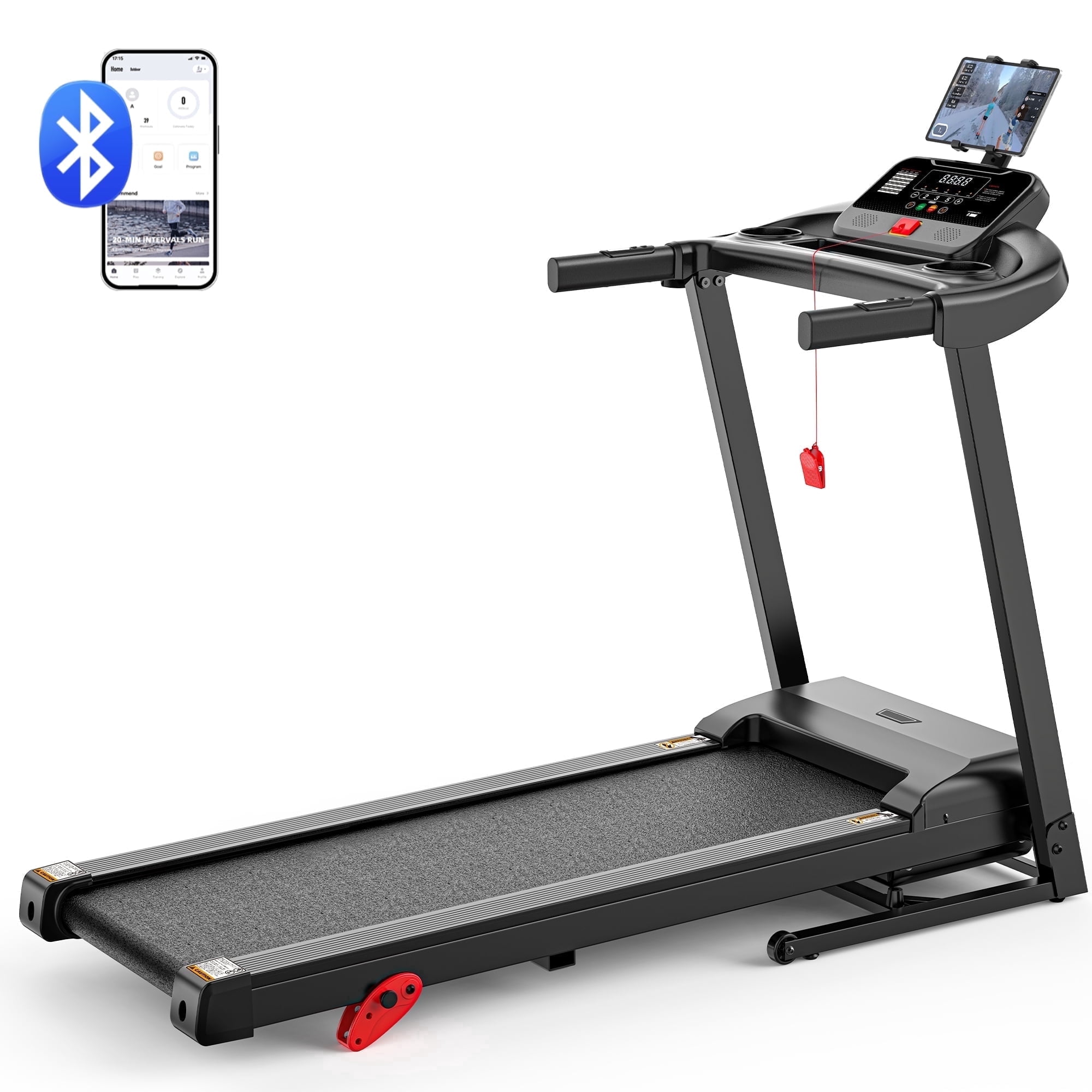3HP Folding Treadmill for Home, 3-Level Incline, 7.5 MPH, 71 Programs, FREE Courses & APP Control, LED Display, Heart Rate Monitor, 300 lbs Capacity, Jogging walking treadmill