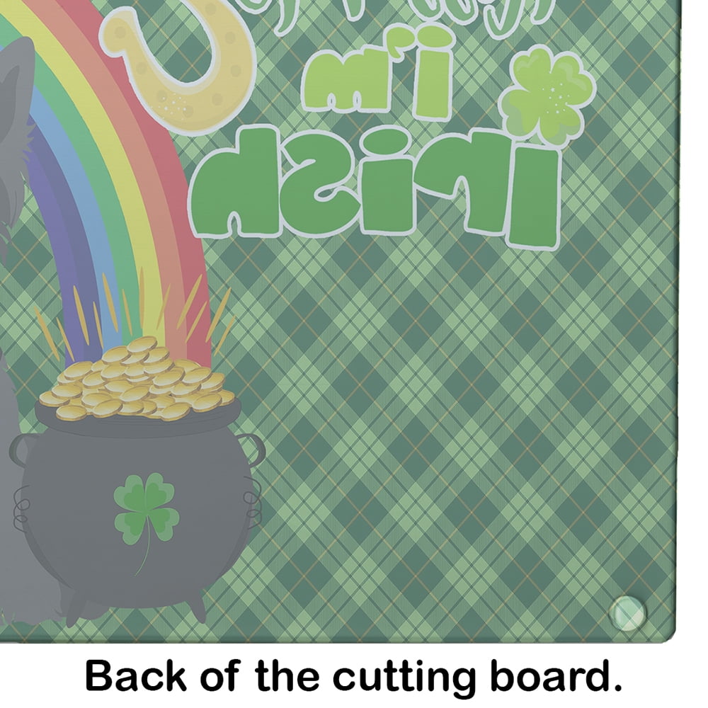 Black Scottish Terrier St. Patrick's Day Glass Cutting Board Large 12 in x 15 in