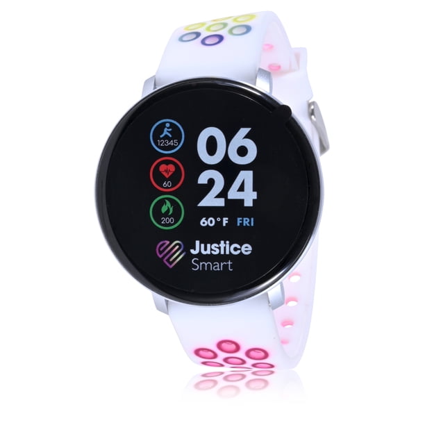 Justice Girls Tween Sport Smartwatch with Perforated Band in White