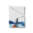 thumbnail image 2 of Goldfish Soft Flannel Fleece Throw Blanket, Small Fish with Ambitions of a Big Shark Business Concept, Cozy Plush for Indoor and Outdoor Use, 60" x 80", Pale Blue Navy Blue, by Ambesonne, 2 of 5
