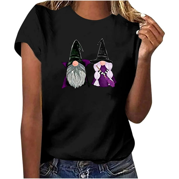 Blusa de manga corta de verano con estampado de Halloween vintage para mujer Pompotops hfajkhk139617