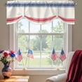 thumbnail image 2 of Independence Day Tie Up Valances Curtain, Adjustable Kitchen Flag Day Blue Red Stripe Vintage Valances for Windows Decor, Rod Pocket Short Curtains Set for Bedroom/Bathroom, 54"x18", 2 of 9